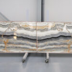 Grey and blue onyx in slabs